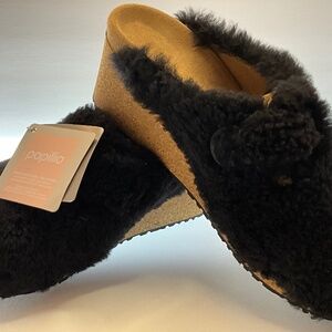 Papillo by Birkenstock Fanny Teddy Shearling Clogs in Black